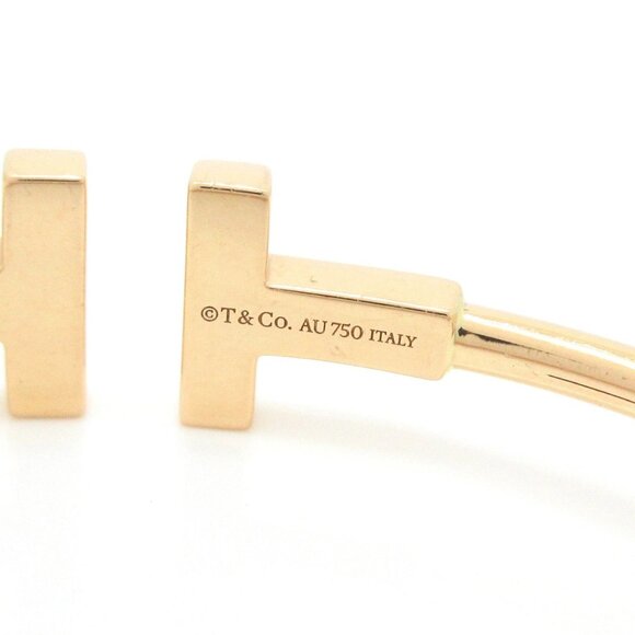 Auth TIFFANY&Co. T Wire Bracelet - 18K Rose Gold Diamond Bangle - Picture 4 of 5